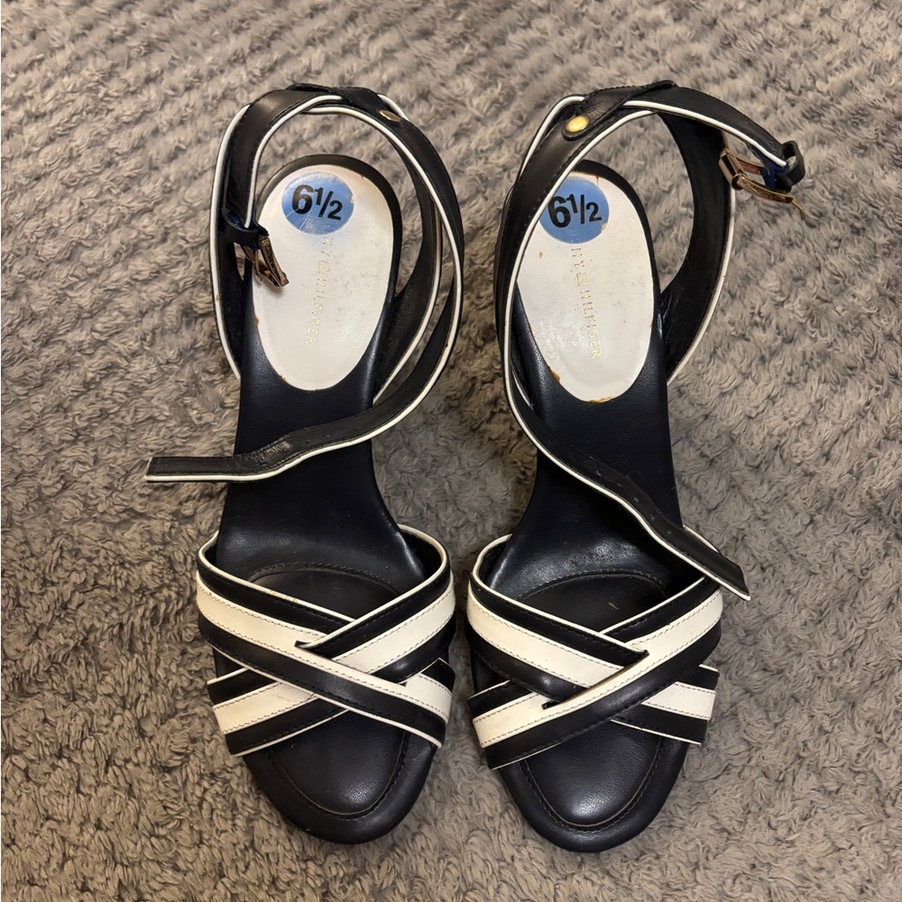 Blue and White Strappy Women's Sandals